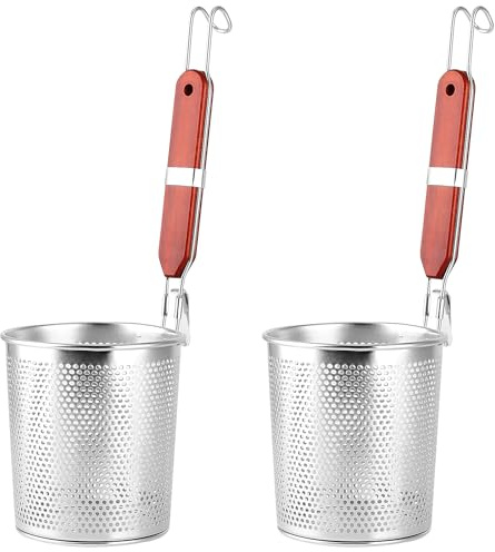 CHUIFAI 2 stycken nudelkorg rostfritt stål, mikroperforerad pastasil med handtag, diameter 13 cm sil kök rund för mat, dumplings, djup kök