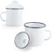 YKUKIZEE 2 Pack 500 ml White Enamel Mug with Lid, Retro Tin Cup 17 oz, Large Capacity Vintage Camping Mugs Portable for Hot Drinks Tea Home Garden Office Travel Party
