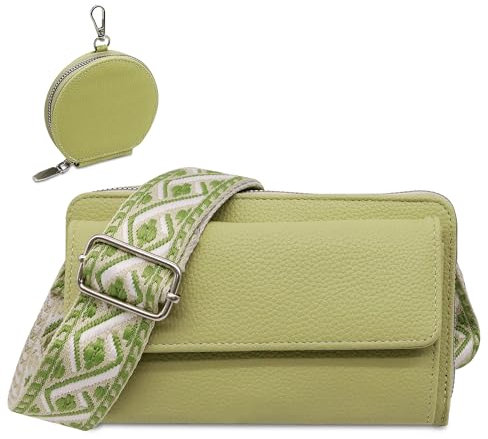 Tokeya Umhängetasche Damen, PU Leder Crossbody Bag Frauen, Handtasche Damen Kleine, Schultertasche Damen mit Verstellbarem Abnehmbar Riemen für Tägliches Arbeiten, Einkaufen, Reisen, Hellgrün