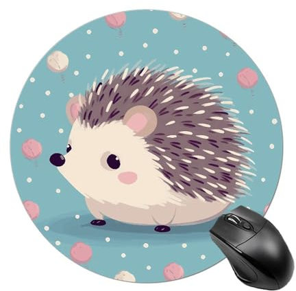 Mauspad, rund, Igel-Punkt-Druck, niedlich, lustiges Mauspad für Laptop, Gaming, Heimbüro, Dekoration, Schreibtischzubehör, Schreibtischunterlage