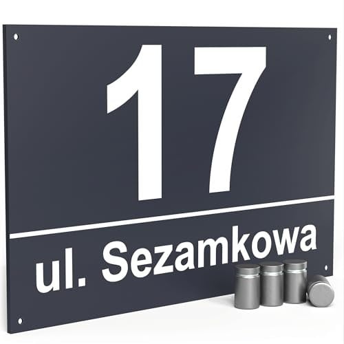 PRINTIMA 32x21cm Personalisiert Hausnummer - Hausnummernschild in Anthrazit RAL 7016 aus Wetterbeständigem, Uv-Beständig & Umweltfreundlichem Material - Eine Funktionale & StilvolleEfekt!