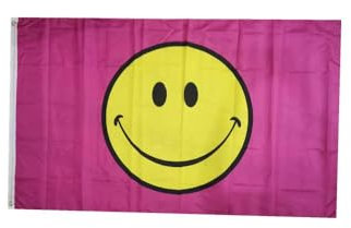 Stormflag rosa happy face-Flagge (90cmx150cm)，Happy Face Flags Polyester mit zwei Ösen und doppelt genäht für Party Paraden