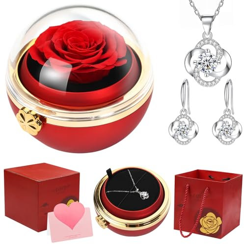 Rosa Eterna,Handmade Rosa Eterna,Rosa Reale Conservata Eterna, Rosa Eterna Rossa per Moglie, Idea Regalo per Lei, Mamma, San Valentino,Regalo Compleanno,Regalo Anniversario per Lei