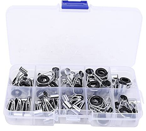 Angelrutenführungsring, Edelstahl Keramik Leichtgewichtig Tragbare 45 teilige Angelrute Ring Set von 9 Größen, Perfekter Ersatz für Angelrute