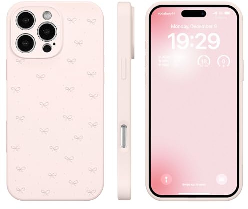 ZCDAYE Case for iPhone 15 Pro Max Silicone Phone Case, Cute Bow Print Solid Women Shell, Durable Protective Case Soft Skin Friendly Phone Cover for iPhone 15 Pro Max (6.7 inches),Pink