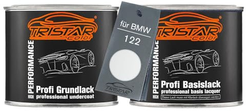 TRISTARcolor Pintura automotriz Set bote listo para pulverizar para BMW 122 Blanco Uni Fondo + pintura base 1,0 l