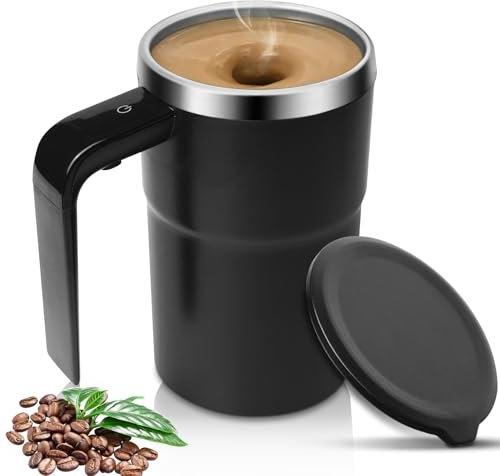 Taza de café autoagitable de 380 ml, taza de café automática, magnética, con tapa, recargable por USB, lavable, taza de mezcla eléctrica para café, leche/café/chocolate caliente
