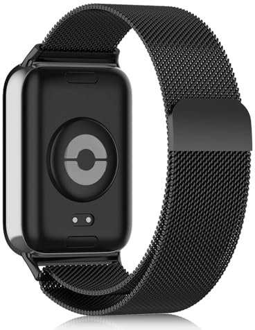 Hinnwer Armband für Xiaomi Redmi Watch 5/Xiaomi Smart Band 9 Pro/Band 8 Pro/Redmi Watch 4, Ersatzarmband Milanaise Edelstahl Metall Magnetische Schnalle Schwarz