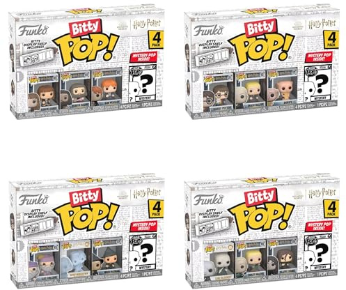 Funko Bitty Pop! Harry Potter 4-Pack Bundle – 16 Mini Figures Featuring Hogwarts Characters & Mystery Figures