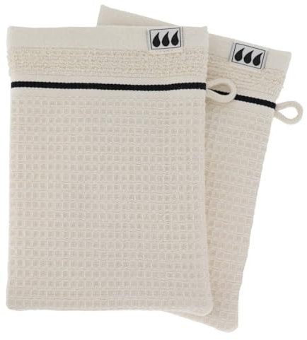 Tendance - Set de 2 gants de toilette 15x21cm 100% coton nid d abeille - beige