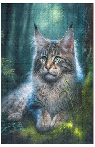 Puzzles Für Erwachsene Maine Coon Katze,1000-teilige Puzzle Für Erwachsene Und Kinder Ab 12 Jahren, Holzpuzzles Für Die Heimdekoration, 78×53cm
