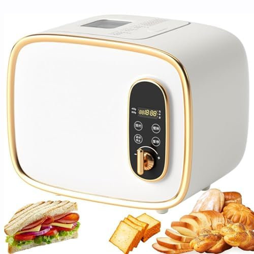 OFNHJK Smart Bread Maker, 600g Bread Machine with Automatic Dough Kneading & Fermentation, 13 Preset Menus,15H Reservation, 1h Keep Warm, Breadmaker for Gluten Free