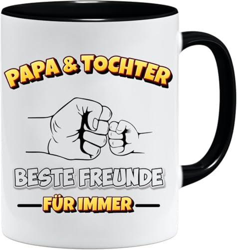 Jungle Mug Papa & Tochter Beste Freunde Tasse | Vatertagsgeschenk für Papa | Originelle Geschenke für Männer & Opa | Schwarzer Keramik‑Becher 330 ml