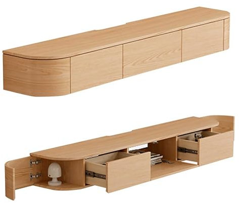 Estante Flotante para TV, Mueble para TV Montado en Pared, Estantes Flotantes con Puerta, Centro de Entretenimiento Media Consola Almacenamiento Grande Debajo de la TV,Wood,78.7in