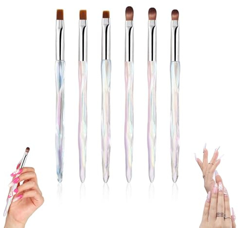 6 Pcs Acrylic Nail Brush Set,Professional Nylon Bristle Brushes for Acrylic