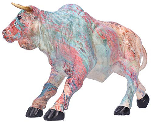 Bull Sculpture, Resin Figurine OX Statue Art Decor Desk Home Room Bookshelf Craft Ornament Painting Style