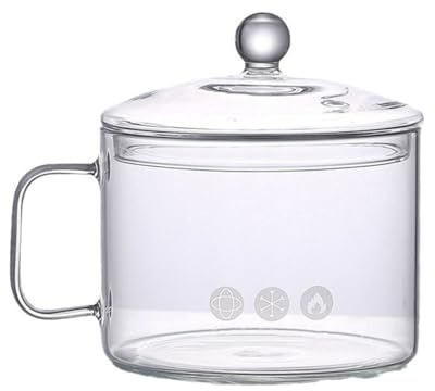 Vnook Suppentopf aus Glas, Glastopf mit Deckel, 1500 ml Glaskochtopf, High Borosilicat Glass Topf, Transparenter Glas Suppentopf, für Zuhause Küche Milch erhitzen und Nudeln Kochen