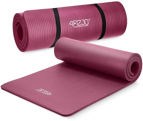4FIZJO Fitnessmatte mit Tragegurt, Abm. 180x60 cm, NBR-Schaumstoff, Rutschfest, Komfort, In & Outdor, Pilatesmatte, Yoga Matte, Sportmatte, Gymnastikmatte, Trainingsmatte