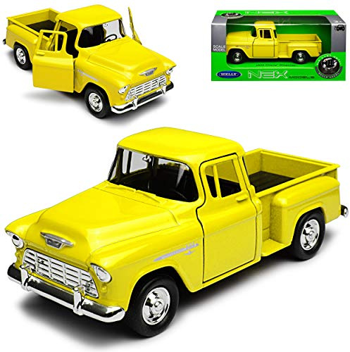 Welly Chevrolet Chevy C-Serie Stepside Pick-up Pritsche Gelb ca 1/43 1/36-1/46 Modell Auto mit individiuellem Wunschkennzeichen