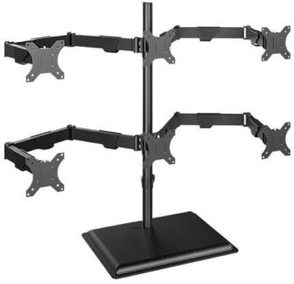 Monitor Stands 6 Monitor Mount Desk Stand,Height Adjustable Steel Monitor Stand with Full Articulation Mount Arm, for Most 17-32 Monitors, Holds up to 19.8lbs per Arm