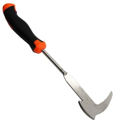 Désherbeur manuel, 34 cm grattoir à joints en acier inoxydable, couteau à mauvaises herbes pour enlever la mousse et les mauvaises, outils de jardin en forme de hache avec poignée en caoutchouc