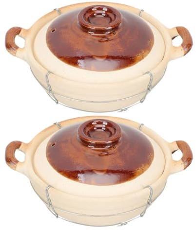 BRIGHTFUFU Olla de Barro China con Mango Individual 0,5l para Cocinar Arroz y Guisos, Cazuela de Arcilla de Alta Temperatura para Uso Doméstico, Utensilio Resistente y Multifuncional
