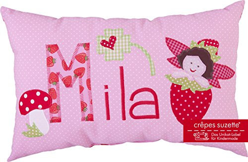 crepes suzette Namenskissen, Geschenk Arche Noah, Kissen mit Wunschnamen, Taufgeschenk Geburtsgeschenk, Babykissen, Geschenk Taufe Mädchen, Geschenk Erdbeermädchen