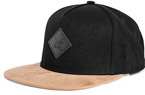 Blackskies® Port Fairy Snapback Cap | Unisex Baseball Mütze Kappe Wildleder Imitat Suede - Schwarz Herren Damen Cap - Basecap Männer Frauen Streetwear Outdoor Sommer Freizeit