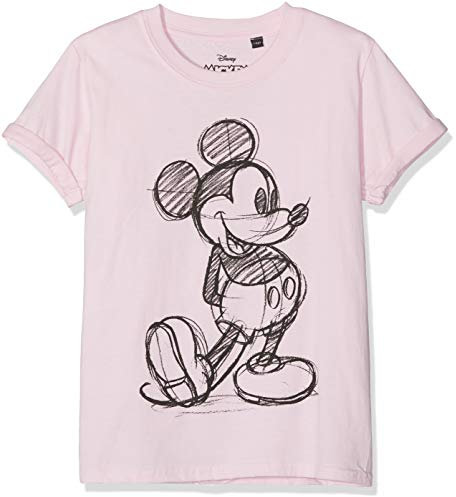 Disney Girl's Mickey Mouse Sketch T-Shirt, Light Pink, 7-8 Years