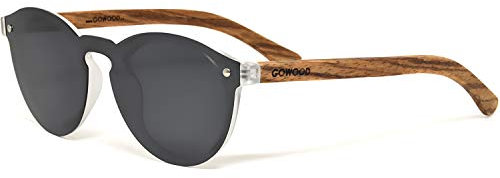 GOWOOD Zebraholz Runde Sonnenbrille für Herren und Damen mit spezieller einteiliger schwarz polarisierter Linse