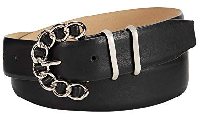 Steve Madden Chain-buckle Belt (Black/Silver, L)