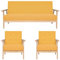 vidaXL Sofa 3-TLG. Sofagarnitur Sessel Couch Polstersofa Couchgarnitur Loungesofa Stoffsofa Polstergarnitur Sitzmöbel Wohnzimmer Stoff Gelb