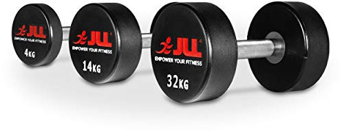 JLL Anti Rip Rubber Dumbbells, Water Resistant PU Dumbbells, Fix Weight Fitneess,4-35KG Pairs for Gym Training(2x8kg)