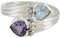 joyas plata echte edelsteine â€‹â€‹herzform zwei stein facettierter multi stein ring - sterling silber multi farbe multi stein ring - juni geburt gemini astrologie echte edelsteine â€‹â€‹ring