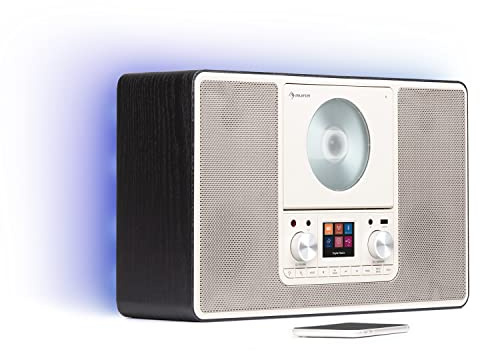 auna Scala VCD - Digitales Radio, Dab/Dab+ Tuner, FM-Empfänger, Bluetooth, CD, USB-Anschluss, AUX, 2 x 10 W RMS, Wandmontage möglich, TFT-Display 2,4 Zoll, Schwarz