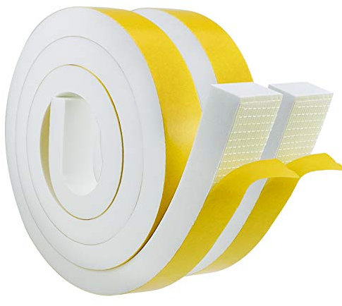 Storystore Joint Isolation pour Porte Fenêtre, Joint Adhésif en Mousse Caoutchouc, 2 Rouleaux 25mm(l) x20mm (H) x2m(L) Bande Caoutchouc Joint Isolation du Bruit Froid, Anti-collision, Antichoc, Blanc