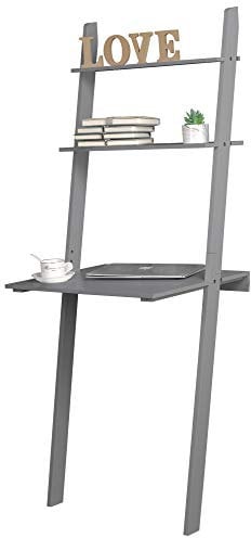 URBNLIVING Scrivania a 2 ripiani in legno per camera da letto e computer, colore: bianco o grigio