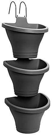 XFLOFE 3 Packs Rail Planter, 9.4in Plastic Vertical Hanging Wall System with Tray and Drainage Hole, Balcony Fence Flower Pot for Indoor Outdoor Plants, Home Garden Decor