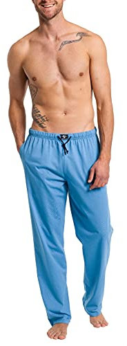 HAASIS BODYWEAR, Herren Pyjamahose lang mit Seitentaschen, Single Jersey, reine Bio Baumwolle, Gummibund mit Kordel, GOTS zertifiziert, Made in Europe, Größe:XL, Farbe:Horizont