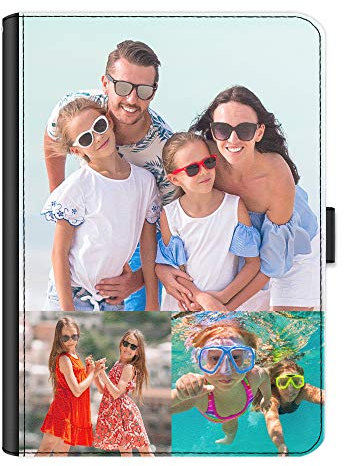 Personalised Case For All Apple iPad Models 10, 9, 8, 7, 6, Air 11, Pro 12.9,13 inch, Mini, 360 Swivel PU Leather Side Flip Folio Cover, Customise with Photo Collage - Three Image