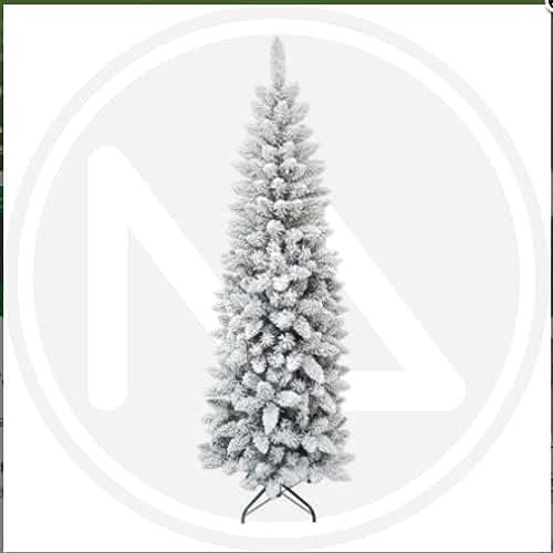 MAURER 5480040 Albero Di Natale 210 cm. Slim Innevato (Stretto) 972 Rami PVC, Imitazione Legno, Colore, Unico