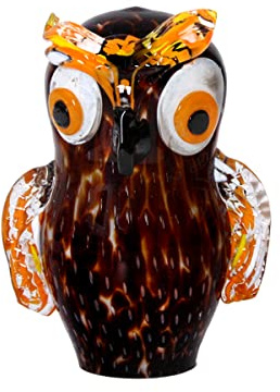 CRISTALICA Eule Glasskulptur Gartenfigur Dekoration Glas 21 cm braun