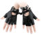1 Paar Fingerlose Handschuhe aus Leder, Weiches PU Punk Handschuhe Fingerlos Handschuhe Cosplay Schwarzes Rocker Kostüm mit Armband für Halloween Damen Teenager