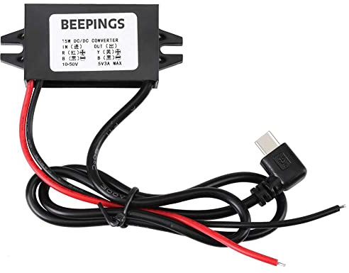 Beepings Spannungswandler 10V bis 50V auf USB-C 5V - Kompatibel mit Beepings GPS-Trackern - Geeignet für Autos, Motorräder, Scooter, Wohnmobile, LKW, E-Roller