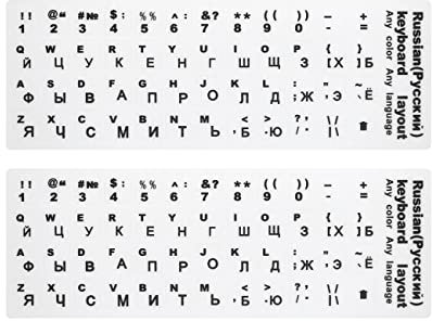 2PCS Universal Russian Keyboard Stickers,Computer Keyboard Replacement Stickers for Laptop Computer PC Notebook Desktop Keyboard,Keyboard Alphabet Sticker,White Background with Black Lettering