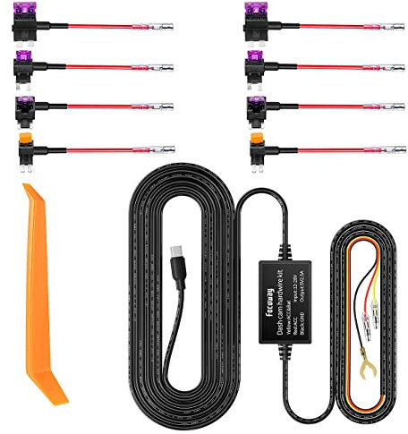 Dash Cam Hard Wire Kit for FOCUWAY T5 Model, 4 Meter Dashboard Camera Car Charger Cable Kit 12V- 24V to 5V, Power Adapter with LP/Mini/ATO/Micro2 Fuse for Dash Cam