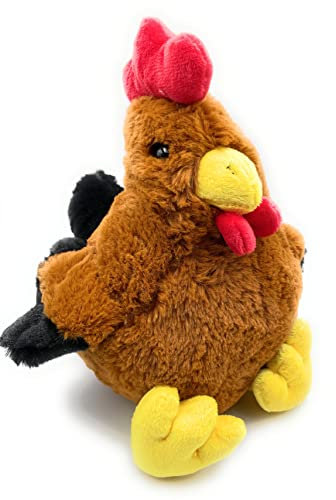 Onwomania Plüschtier Kuscheltier Stoff Tier Huhn Hahn Vogel Bauernhof 25cm Braun