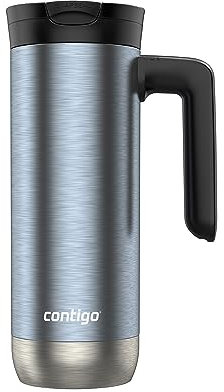 Contigo Superior 2.0 Stainless Steel Travel Mug with Handle and Leak-Proof Lid, Double-Wall Insulation Keeps Drinks Hot up to 7 Hours or Cold up to 18 Hours, 20oz Dark Ice