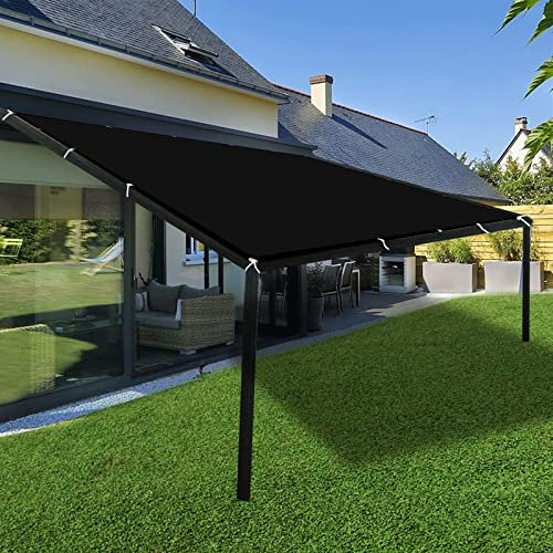 Voile d'ombrage Carré 5x6.5M Résistant et Respirant, Rectangulaire Toile pour Pergola avec Le Kit de Fixation pour Jardin & terrasse, Noir