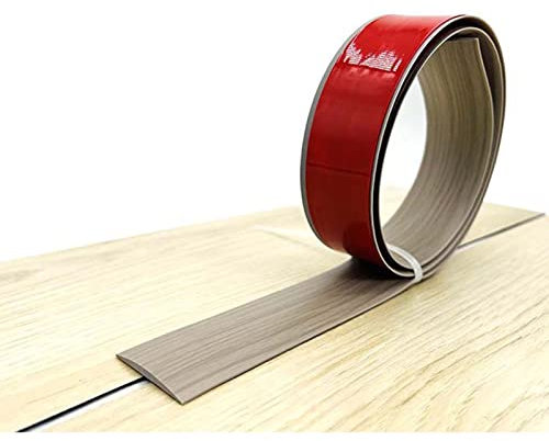 Übergangsprofil Selbstklebend, selbstklebende Vinylfußbodenkanten, Fußbodenabdeckstreifen, Laminatfußbodenstreifen, 1,5 breiter flacher Vinylfußboden-Trennstreifen (Grau)